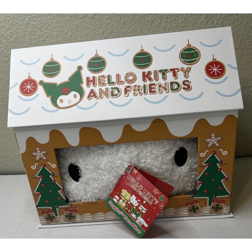 Sanrio Hello Kitty Christmas Gingerbread House Nogginz Face Pillow Plush, NWT